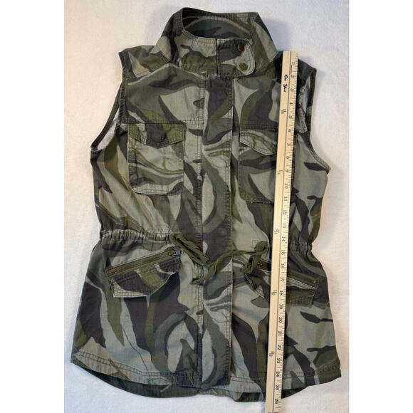 Nordstrom Caslon Green Camo Utility Vest Military Pockets Small - Picture 12 of 12